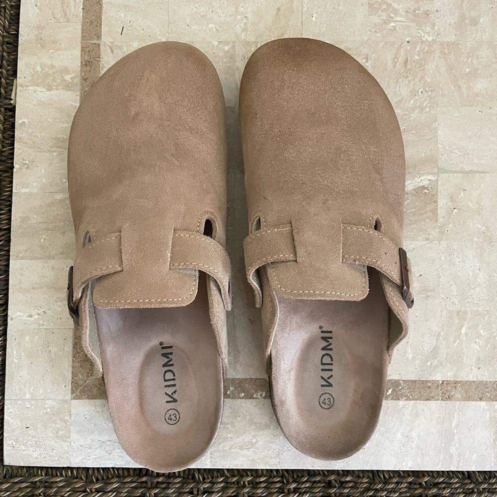 Kidmi suede clogs. Only flaw is some darkening on toe as shown